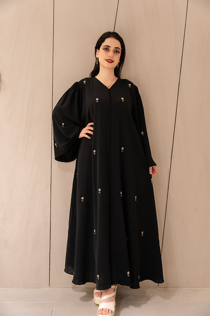 Abaya hand work  Fabric with self Coloured stones